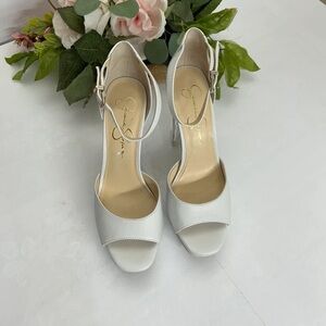 Elegant White Open-Toe Heels